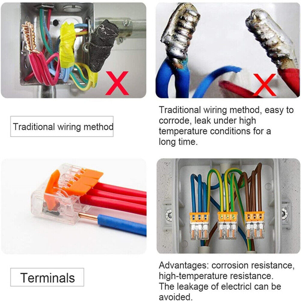 95x For Wago 221 Electrical Connectors Wire Block Clamp Terminal Cable Reusable-
