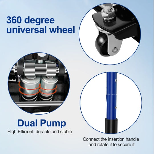 Floor Jack,3Ton 6600lbs Low Profile Floor Jack,dual Piston Quick Lift Pump,Lifting Range 75mm 2.95   500mm 19.69,Blue