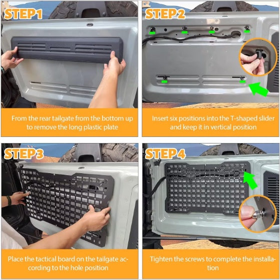 OFF ROAD Tailgate Storage Panel Tailgate Molle Panel Steel Cargo Shelf Storage Luggage Holder Carrier For Ford Bronco Accessories 2021 2022 2023 2 4 Doors