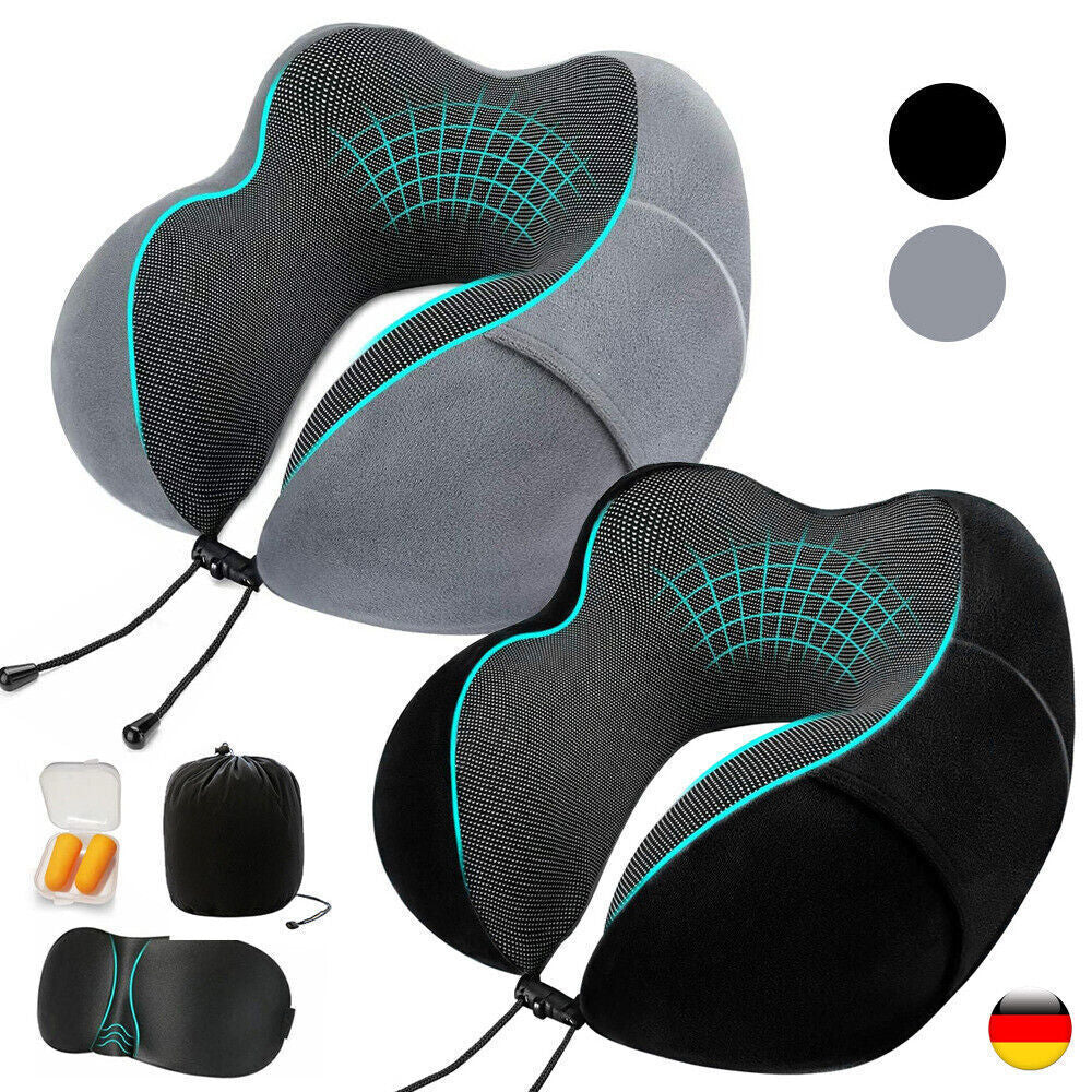 Memory Foam Travel Pillow Neck Pillow 360 Degree Headrest With Storage Bag