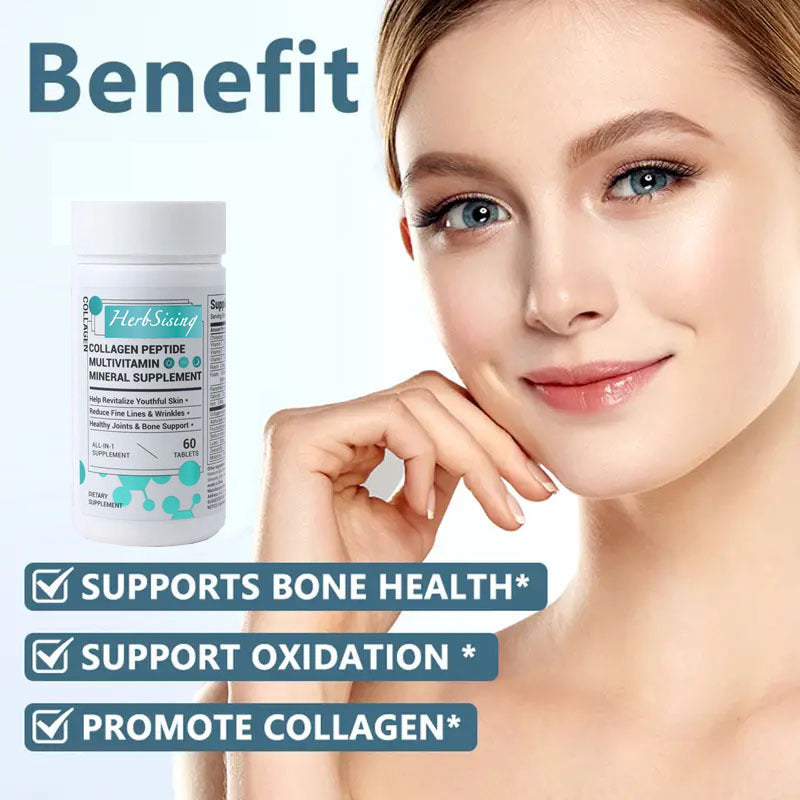 Collagen Peptides For Women, Beauty Vitamin And Mineral Supplement With Multivitamins, Hydrolyzed Protein Peptide Type, Biotin And Vitamins - 60 Capsules